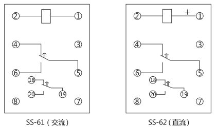 SS-61時間繼電器內(nèi)部接線及外引接線圖(背視圖)圖片 SS-61時間繼電器內(nèi)部接線及外引接線圖(背視圖)圖片