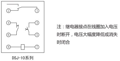 DSJ-11斷電延時時間繼電器內(nèi)部接線及外引接線圖(背視圖)圖片 DSJ-11斷電延時時間繼電器內(nèi)部接線及外引接線圖(背視圖)圖片
