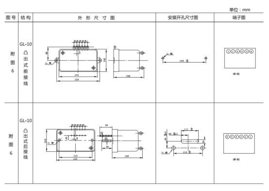 GL-15/5過流繼電器外形結(jié)構(gòu)及安裝尺寸圖片