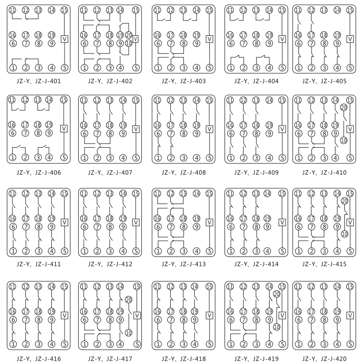 JZY(J)-16靜態(tài)中間繼電器內(nèi)部接線圖及外引接線圖 JZY(J)-16靜態(tài)中間繼電器內(nèi)部接線圖及外引接線圖