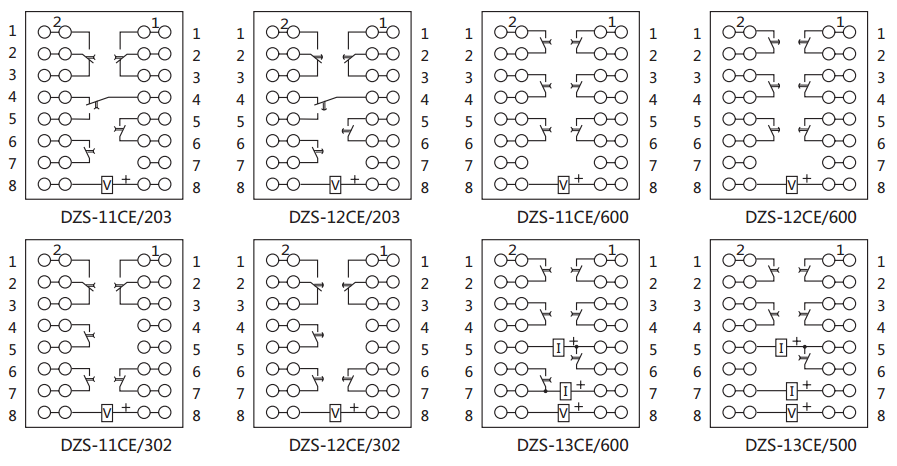 DZS-13CE/600延時(shí)中間繼電器內(nèi)部接線圖及外引接線圖
